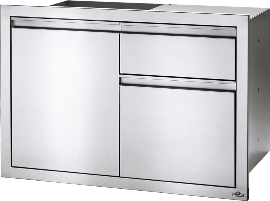 Napoleon Built-In 36" X 24" Single Door & Waste Bin Drawer & Paper Towel Holder Combo BI-3624-1D1W